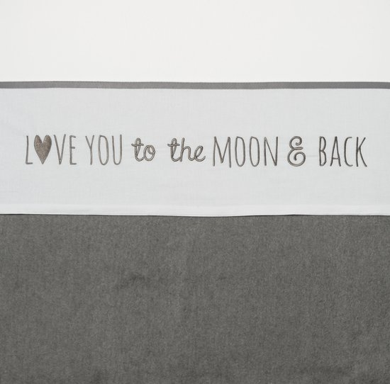 Meyco ledikant laken love you to the moon & back 100x150cm - grijs