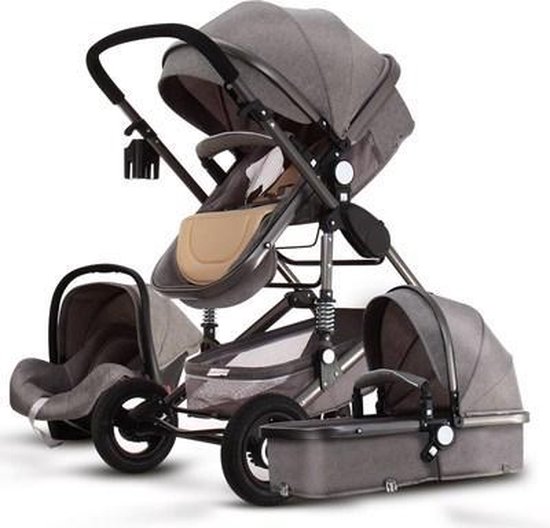 Baby Pro Max® luxe 3 in 1 kinderwagen - moon grijs