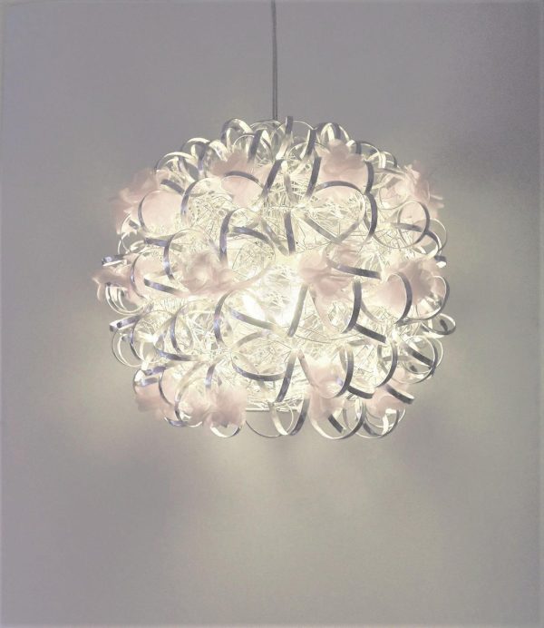 Funnylight vrolijk zilver design hanglamp met witte bloemen