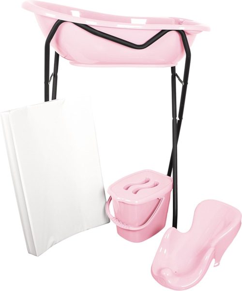MamaLoes babybad set roze met zwarte badstandaard