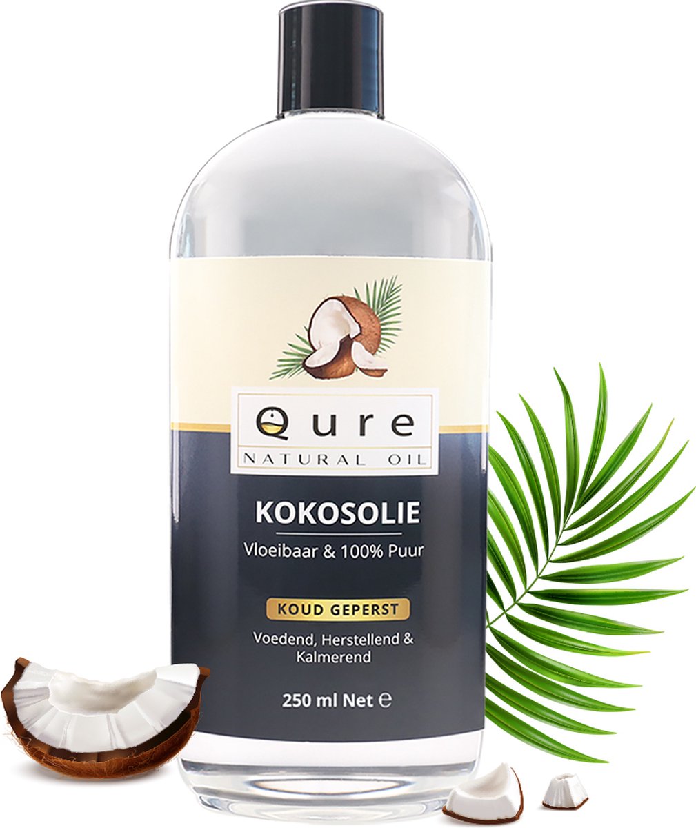 Qure Natural Oil Kokosolie - 100% puur en vloeibaar - MCT kokos olie voor haar, huid en lichaam